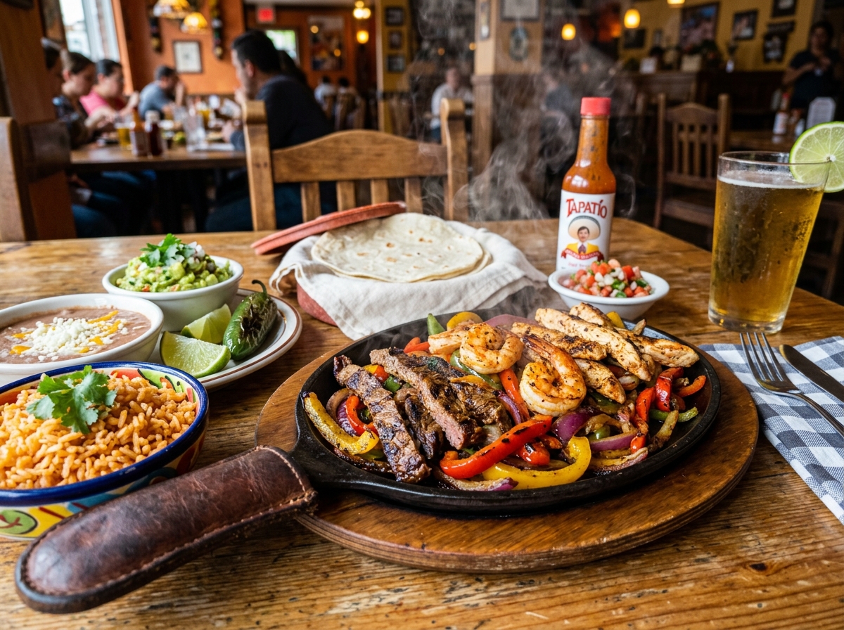 Grand Sizzling Trio Fajitas (Beef, Chicken & Shrimp)